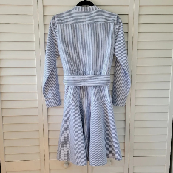 J. Crew Oxford White Blue Cotton A-line Shirtdress Size 0 - Picture 10 of 16